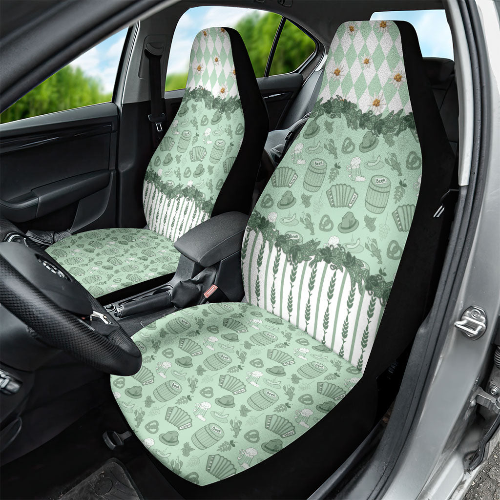 Oktoberfest Bavarian Heritage Car Seat Cover Edelweiss Beer Festival Green Pattern
