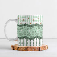 Oktoberfest Bavarian Heritage Ceramic Mug Edelweiss Beer Festival Green Pattern