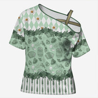 Oktoberfest Bavarian Heritage Cross Shoulder Shirt Edelweiss Beer Festival Green Pattern