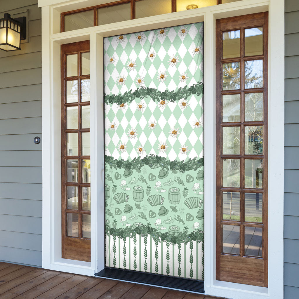 Oktoberfest Bavarian Heritage Door Cover Edelweiss Beer Festival Green Pattern