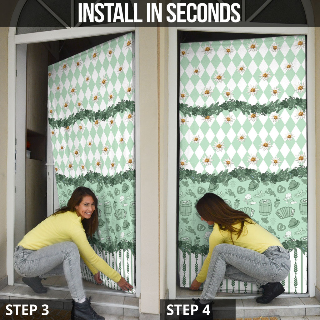 Oktoberfest Bavarian Heritage Door Cover Edelweiss Beer Festival Green Pattern
