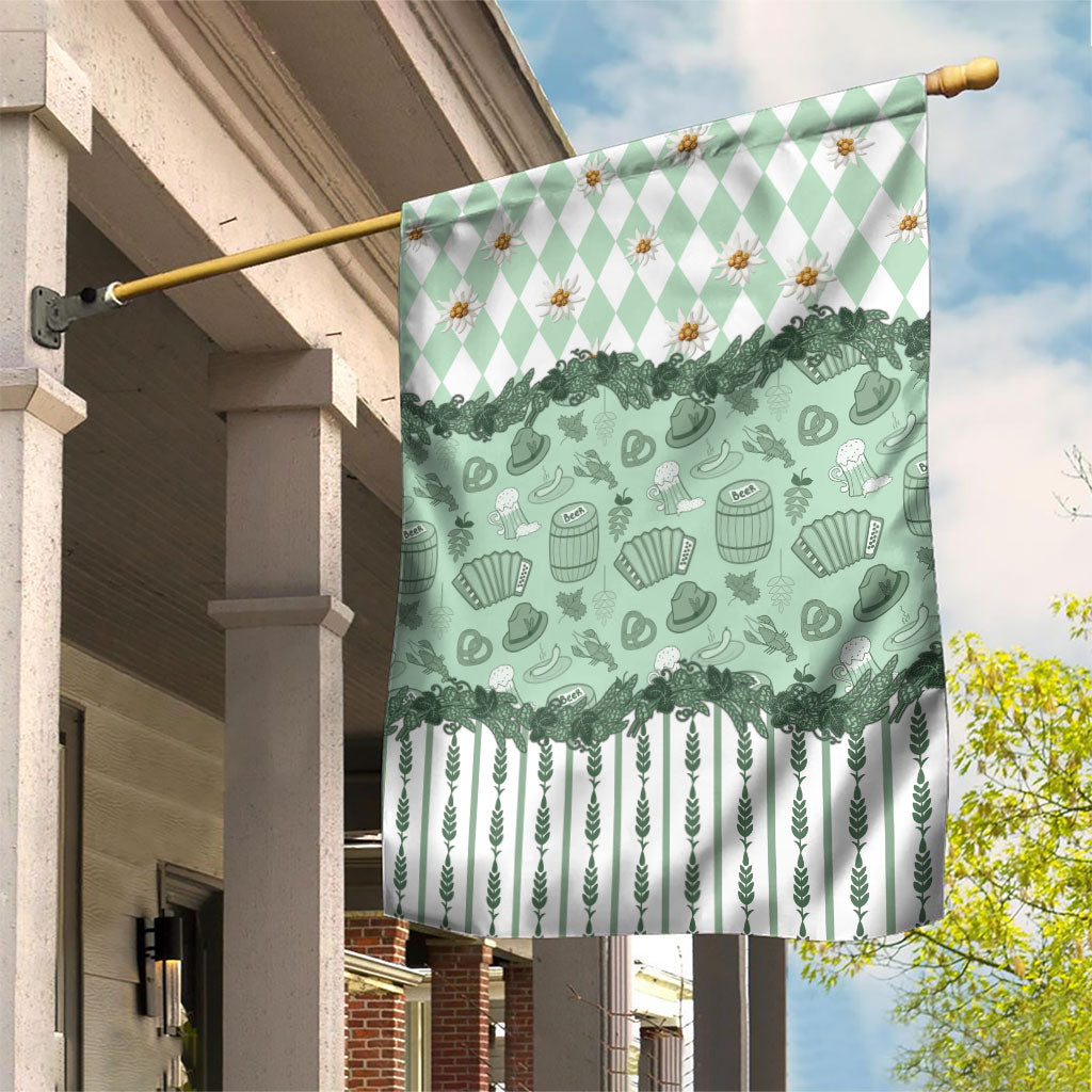 Oktoberfest Bavarian Heritage Garden Flag Edelweiss Beer Festival Green Pattern