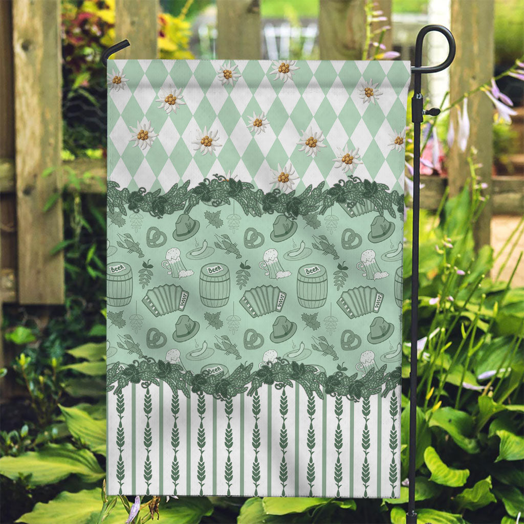 Oktoberfest Bavarian Heritage Garden Flag Edelweiss Beer Festival Green Pattern