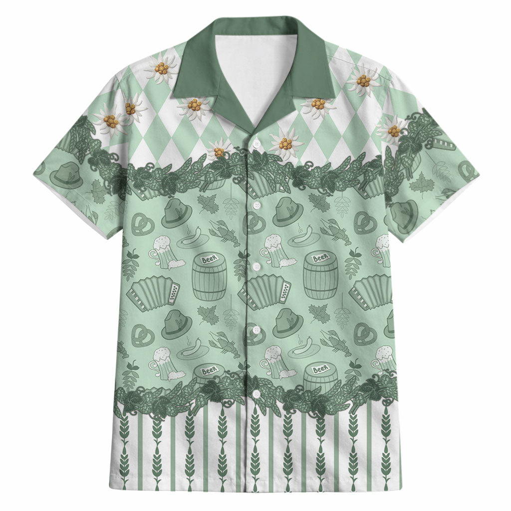 Oktoberfest Bavarian Heritage Hawaiian Shirt Edelweiss Beer Festival Green Pattern