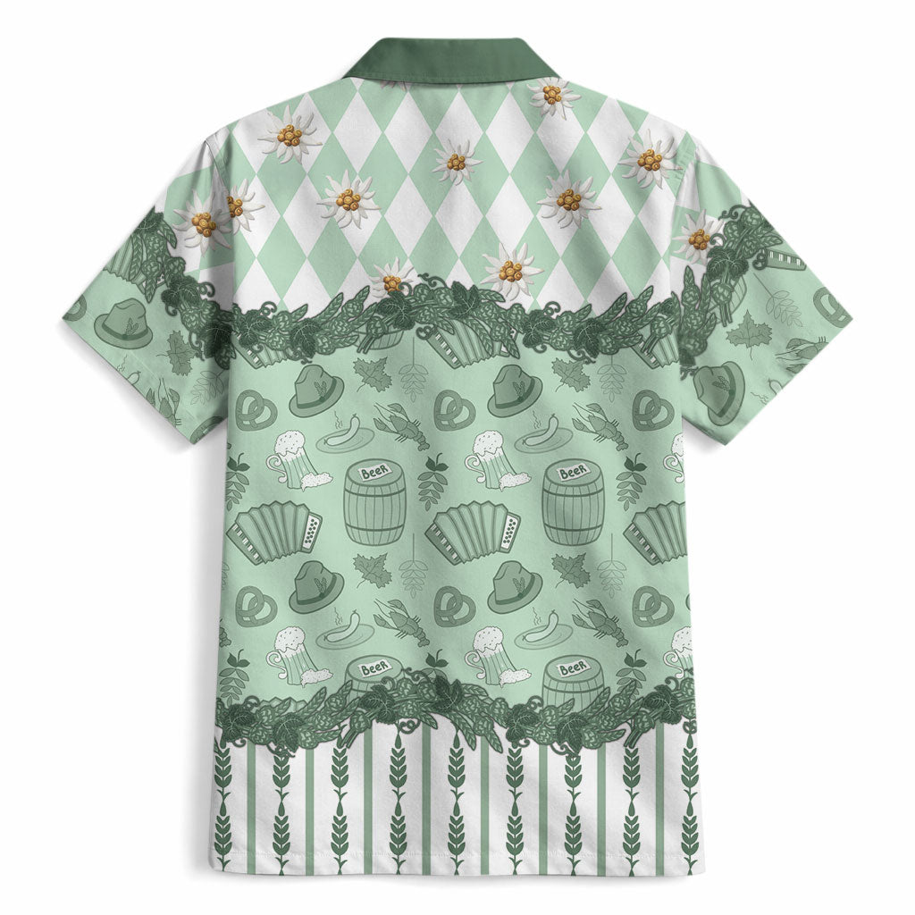 Oktoberfest Bavarian Heritage Hawaiian Shirt Edelweiss Beer Festival Green Pattern