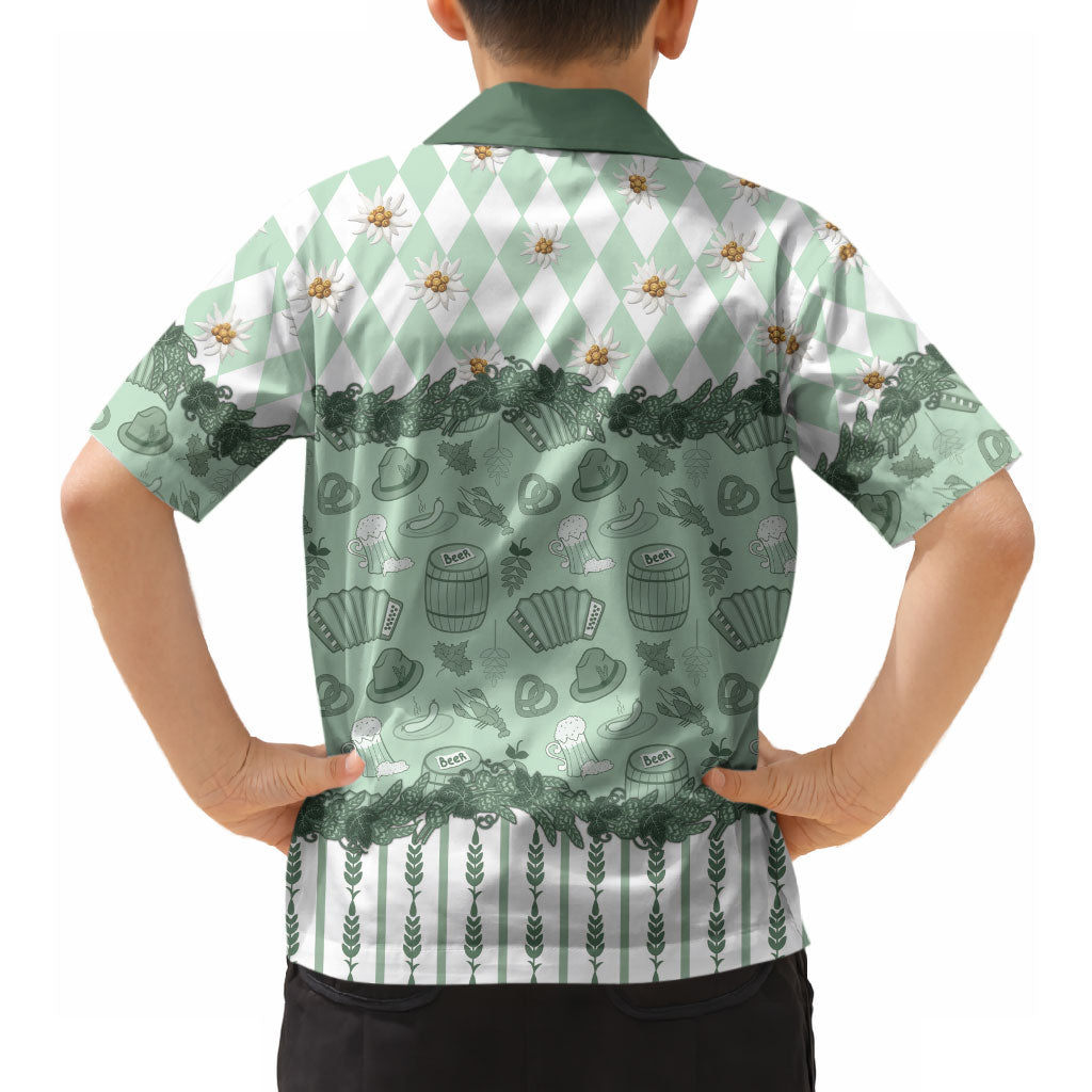 Oktoberfest Bavarian Heritage Hawaiian Shirt Edelweiss Beer Festival Green Pattern
