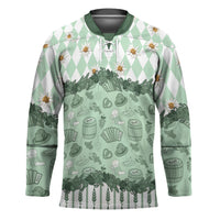 Oktoberfest Bavarian Heritage Hockey Jersey Edelweiss Beer Festival Green Pattern