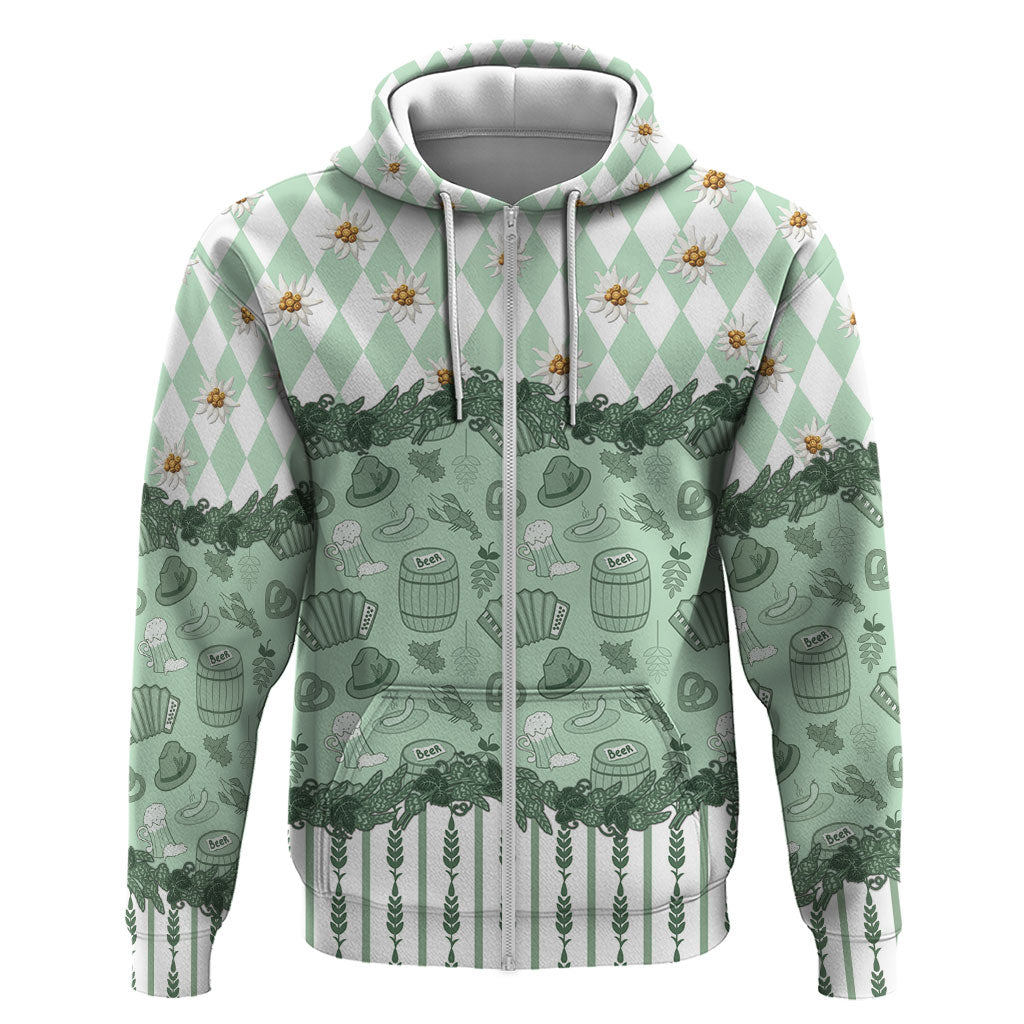 Oktoberfest Bavarian Heritage Hoodie Edelweiss Beer Festival Green Pattern