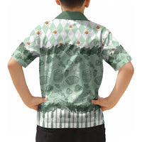 Oktoberfest Bavarian Heritage Kid Hawaiian Shirt Edelweiss Beer Festival Green Pattern