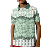 Oktoberfest Bavarian Heritage Kid Polo Shirt Edelweiss Beer Festival Green Pattern