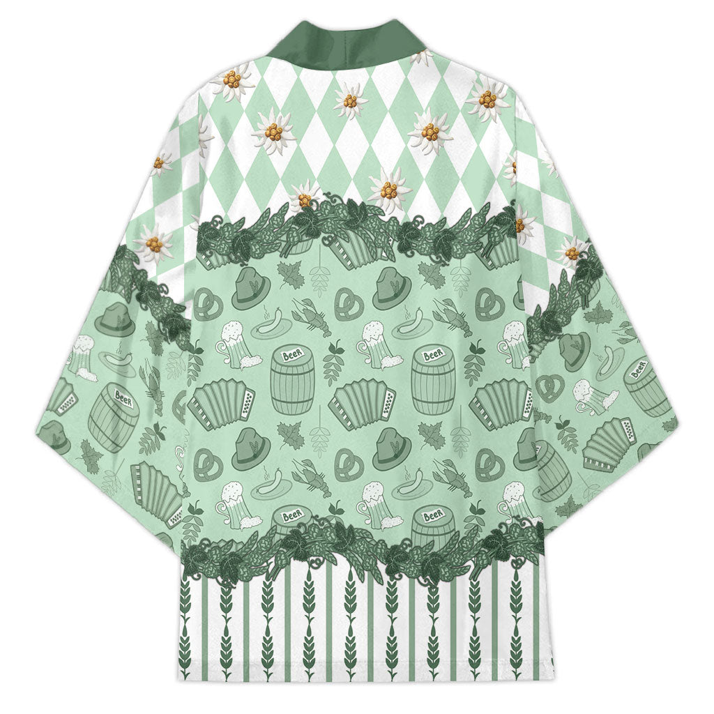 Oktoberfest Bavarian Heritage Kimono Edelweiss Beer Festival Green Pattern