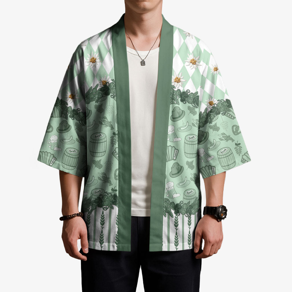 Oktoberfest Bavarian Heritage Kimono Edelweiss Beer Festival Green Pattern