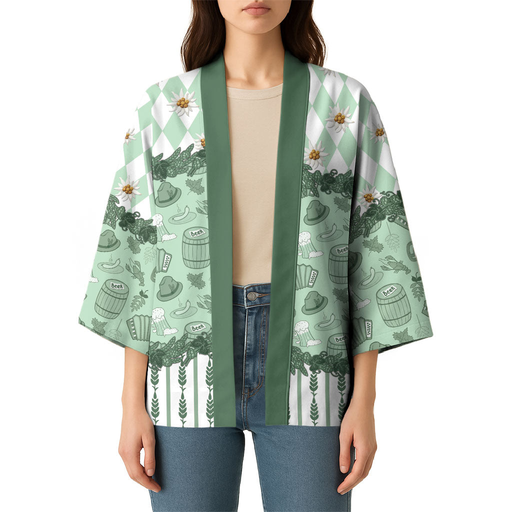 Oktoberfest Bavarian Heritage Kimono Edelweiss Beer Festival Green Pattern