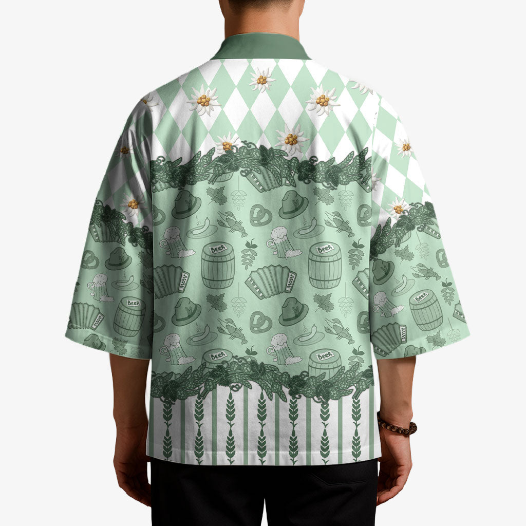 Oktoberfest Bavarian Heritage Kimono Edelweiss Beer Festival Green Pattern