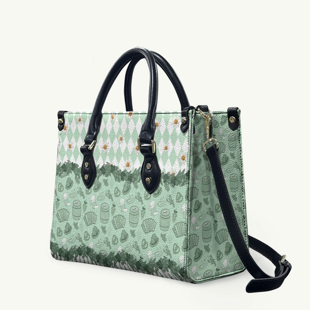 Oktoberfest Bavarian Heritage Leather Bag Edelweiss Beer Festival Green Pattern