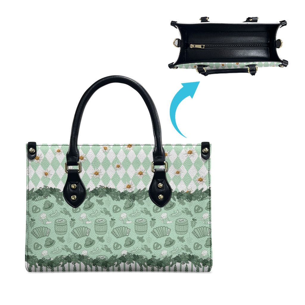 Oktoberfest Bavarian Heritage Leather Bag Edelweiss Beer Festival Green Pattern
