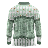 Oktoberfest Bavarian Heritage Long Sleeve Polo Shirt Edelweiss Beer Festival Green Pattern