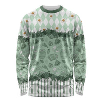 Oktoberfest Bavarian Heritage Long Sleeve Shirt Edelweiss Beer Festival Green Pattern