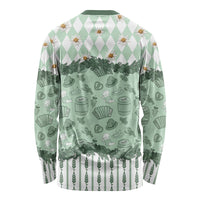 Oktoberfest Bavarian Heritage Long Sleeve Shirt Edelweiss Beer Festival Green Pattern