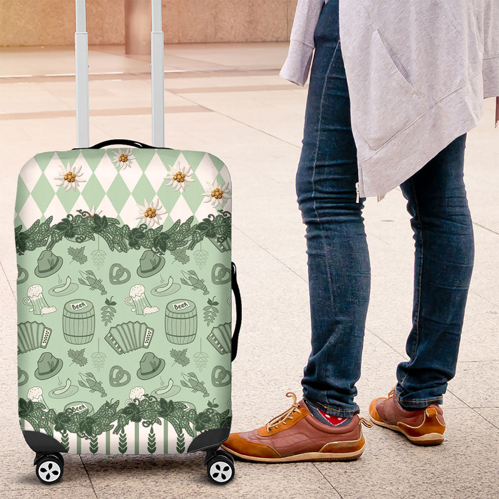 Oktoberfest Bavarian Heritage Luggage Cover Edelweiss Beer Festival Green Pattern
