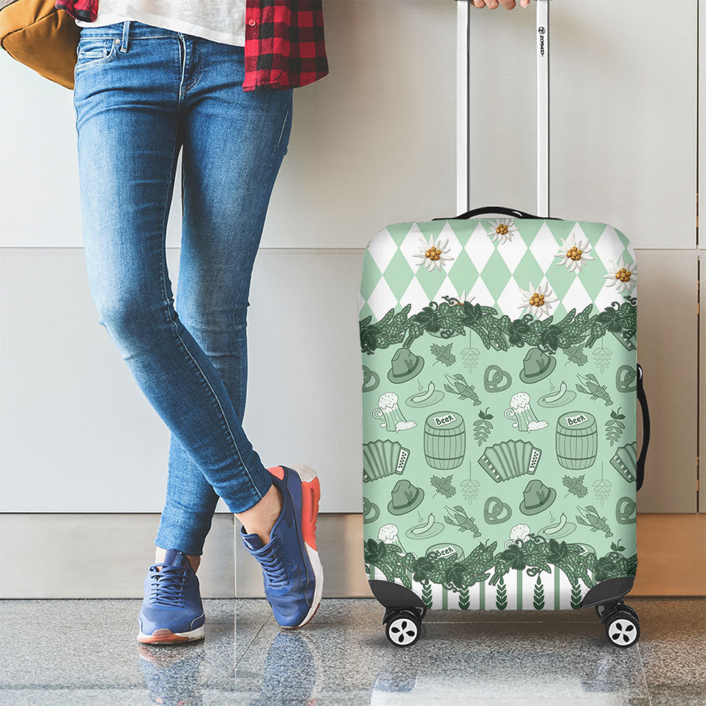 Oktoberfest Bavarian Heritage Luggage Cover Edelweiss Beer Festival Green Pattern