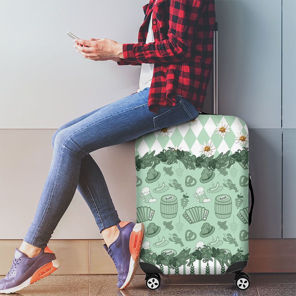 Oktoberfest Bavarian Heritage Luggage Cover Edelweiss Beer Festival Green Pattern