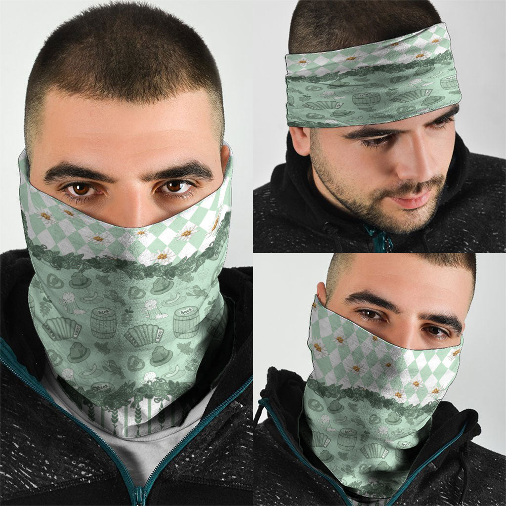 Oktoberfest Bavarian Heritage Neck Gaiter Edelweiss Beer Festival Green Pattern