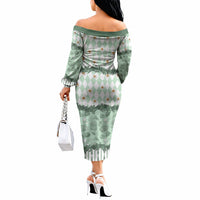 Oktoberfest Bavarian Heritage Off The Shoulder Long Sleeve Dress Edelweiss Beer Festival Green Pattern