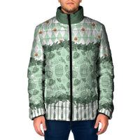 Oktoberfest Bavarian Heritage Padded Jacket Edelweiss Beer Festival Green Pattern
