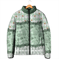 Oktoberfest Bavarian Heritage Padded Jacket Edelweiss Beer Festival Green Pattern