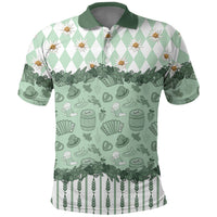 Oktoberfest Bavarian Heritage Polo Shirt Edelweiss Beer Festival Green Pattern