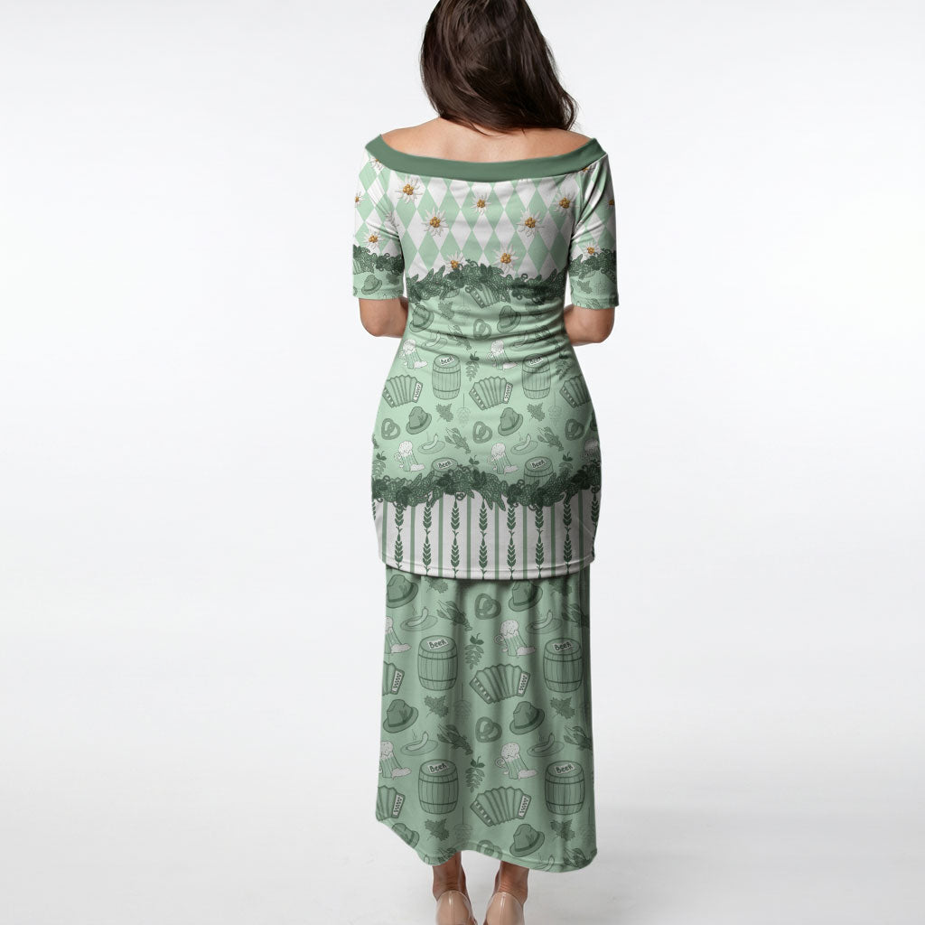Oktoberfest Bavarian Heritage Puletasi Edelweiss Beer Festival Green Pattern