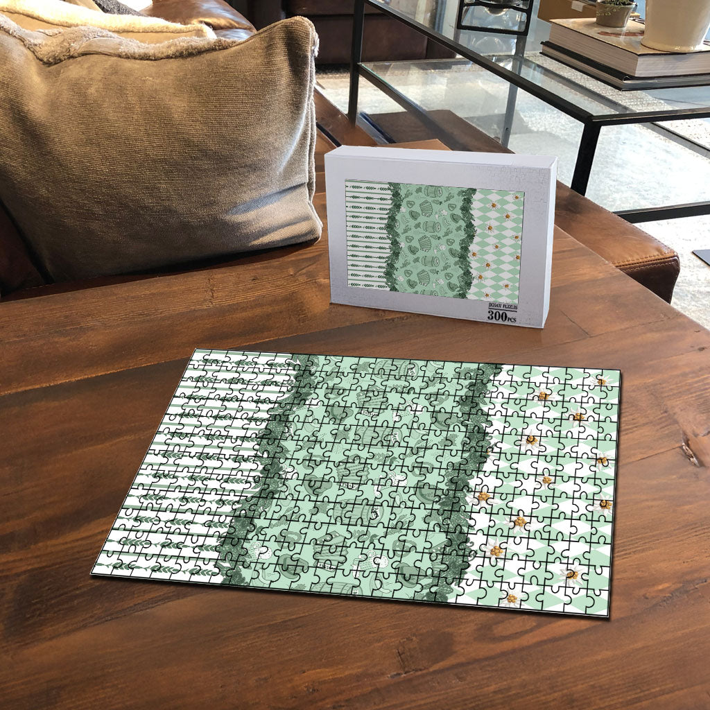 Oktoberfest Bavarian Heritage Puzzle Edelweiss Beer Festival Green Pattern