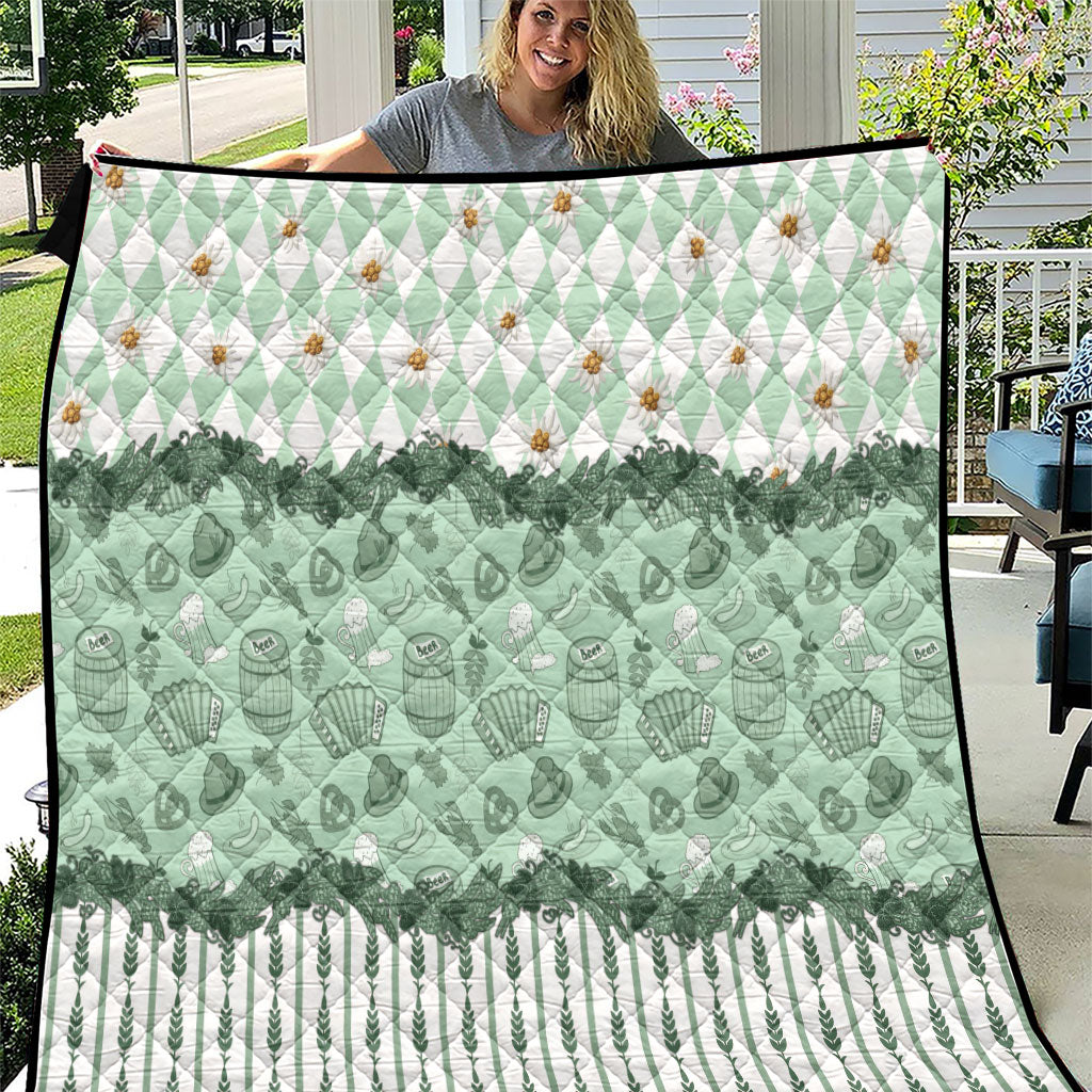 Oktoberfest Bavarian Heritage Quilt Edelweiss Beer Festival Green Pattern