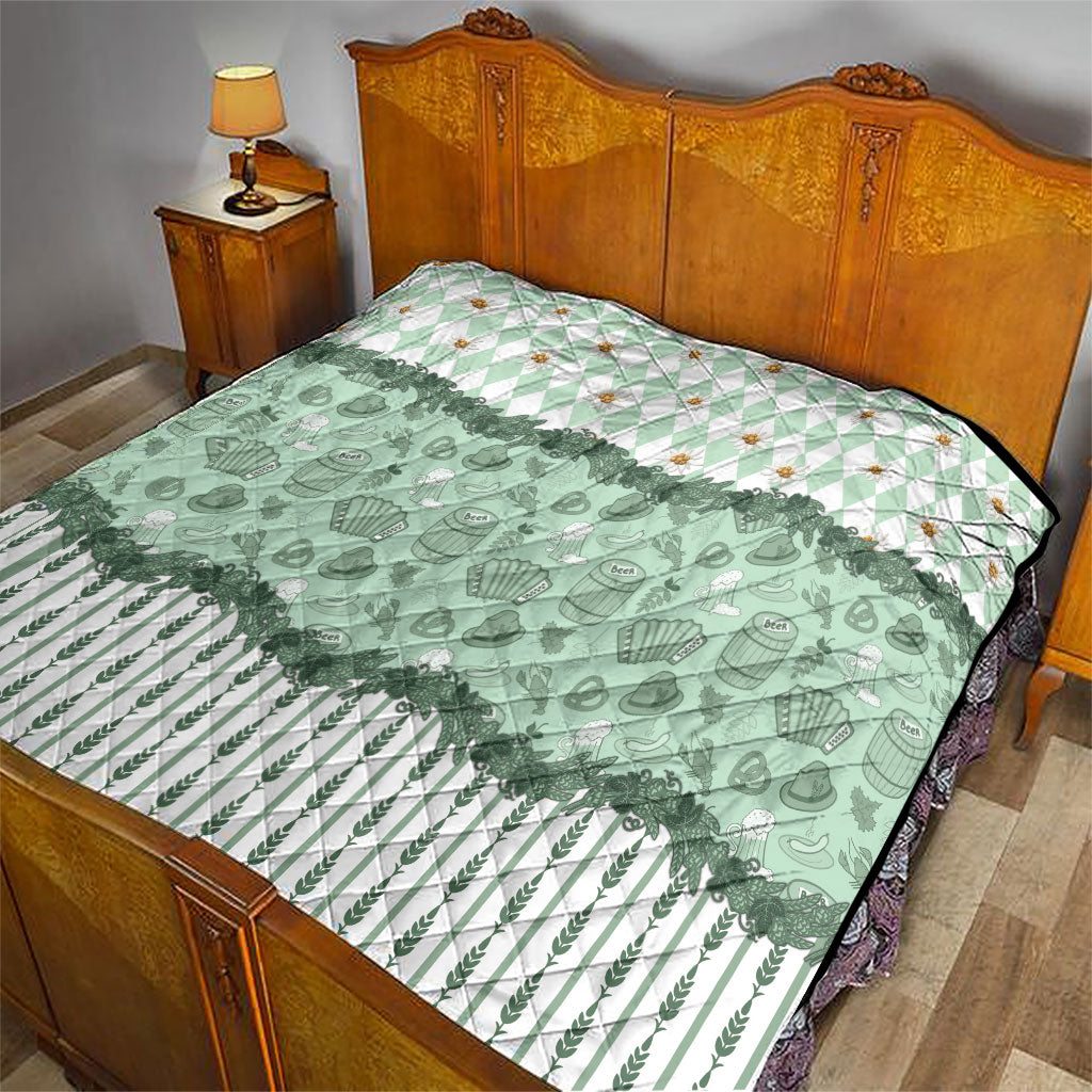 Oktoberfest Bavarian Heritage Quilt Edelweiss Beer Festival Green Pattern
