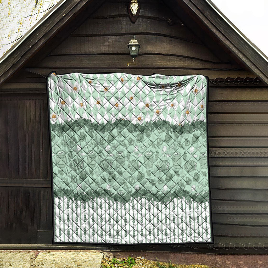 Oktoberfest Bavarian Heritage Quilt Edelweiss Beer Festival Green Pattern
