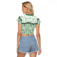 Oktoberfest Bavarian Heritage Raglan Cropped T Shirt Edelweiss Beer Festival Green Pattern