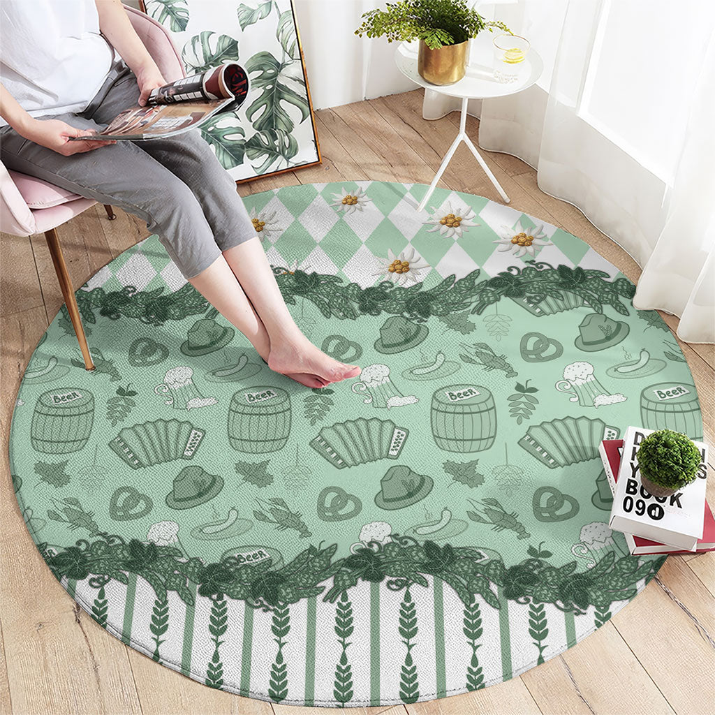 Oktoberfest Bavarian Heritage Round Carpet Edelweiss Beer Festival Green Pattern