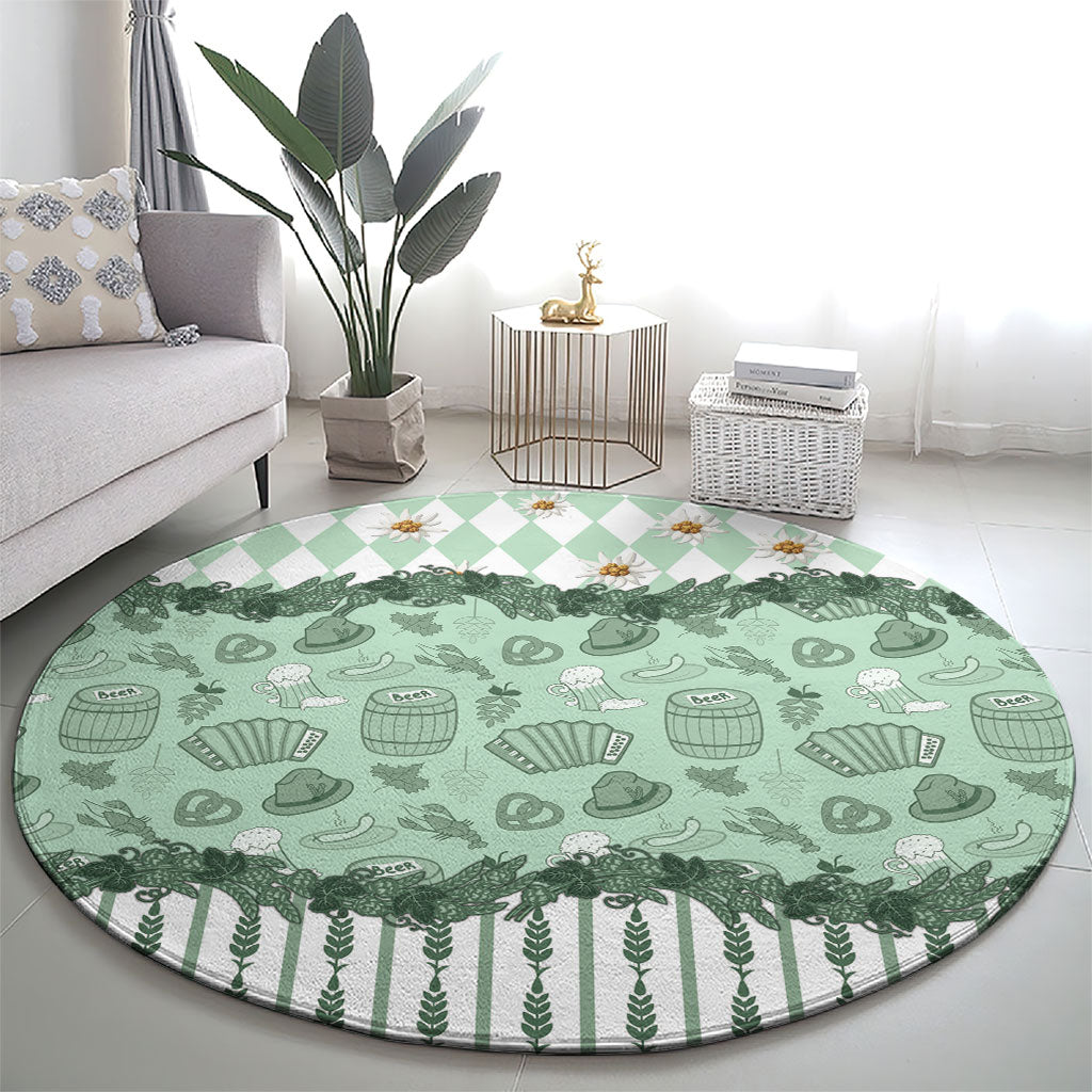 Oktoberfest Bavarian Heritage Round Carpet Edelweiss Beer Festival Green Pattern