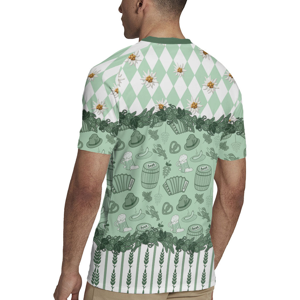 Oktoberfest Bavarian Heritage Rugby Jersey Edelweiss Beer Festival Green Pattern