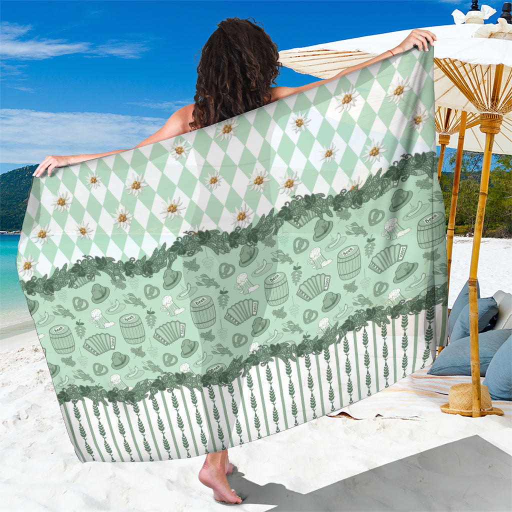Oktoberfest Bavarian Heritage Sarong Edelweiss Beer Festival Green Pattern