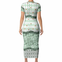 Oktoberfest Bavarian Heritage Short Sleeve Bodycon Dress Edelweiss Beer Festival Green Pattern