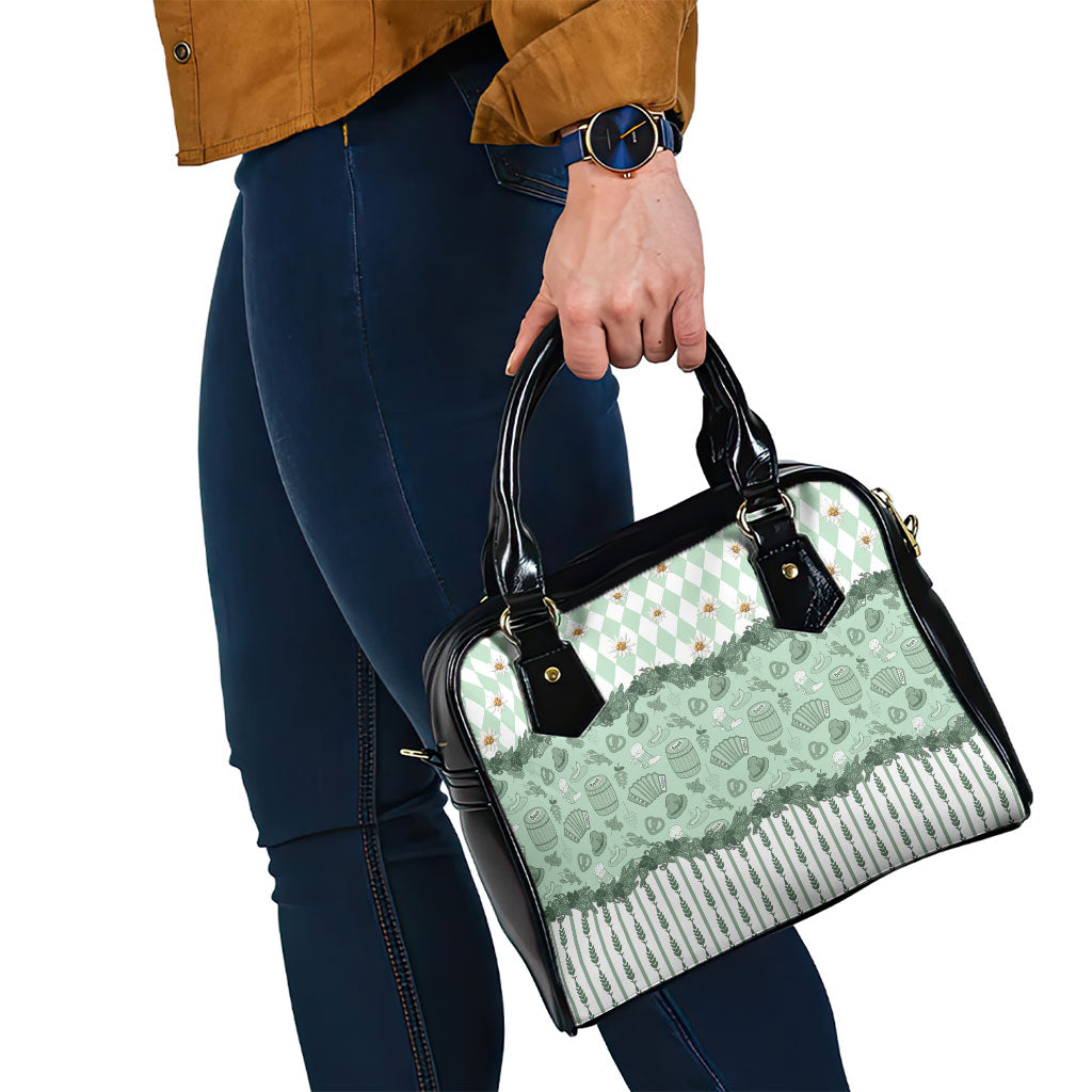 Oktoberfest Bavarian Heritage Shoulder Handbag Edelweiss Beer Festival Green Pattern