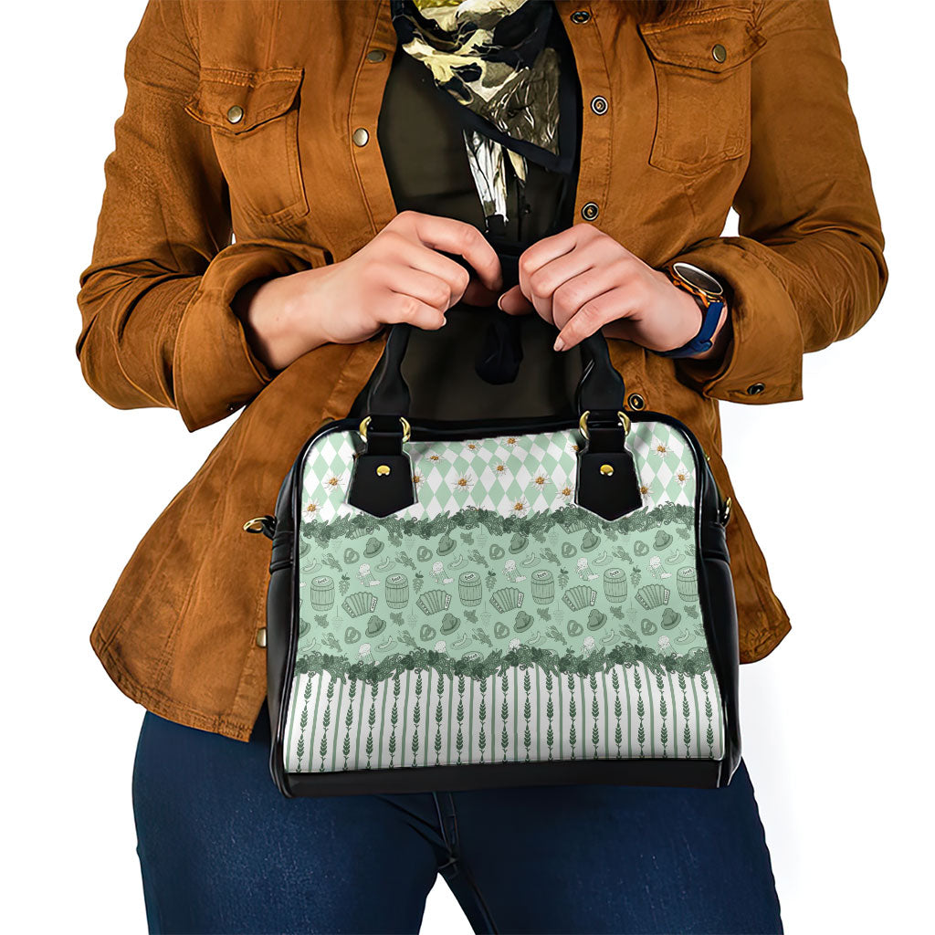 Oktoberfest Bavarian Heritage Shoulder Handbag Edelweiss Beer Festival Green Pattern
