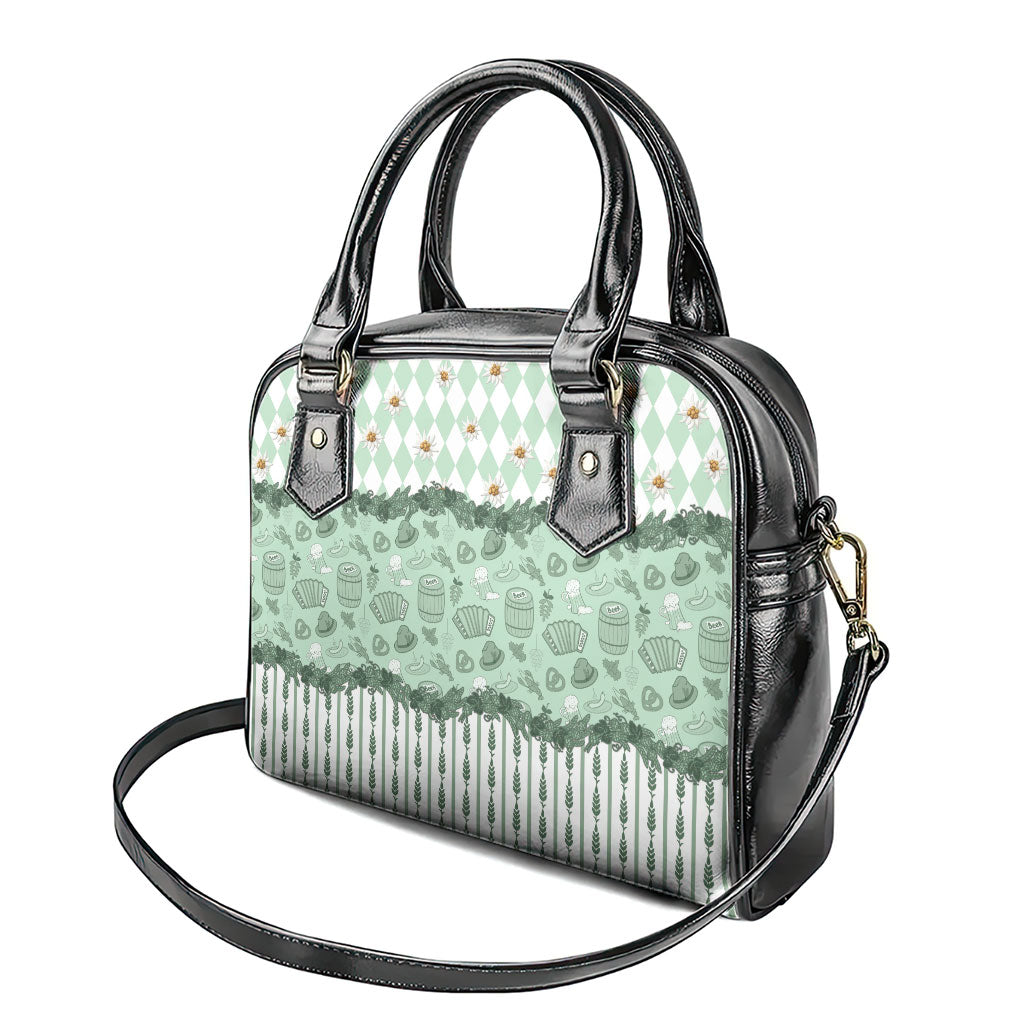 Oktoberfest Bavarian Heritage Shoulder Handbag Edelweiss Beer Festival Green Pattern