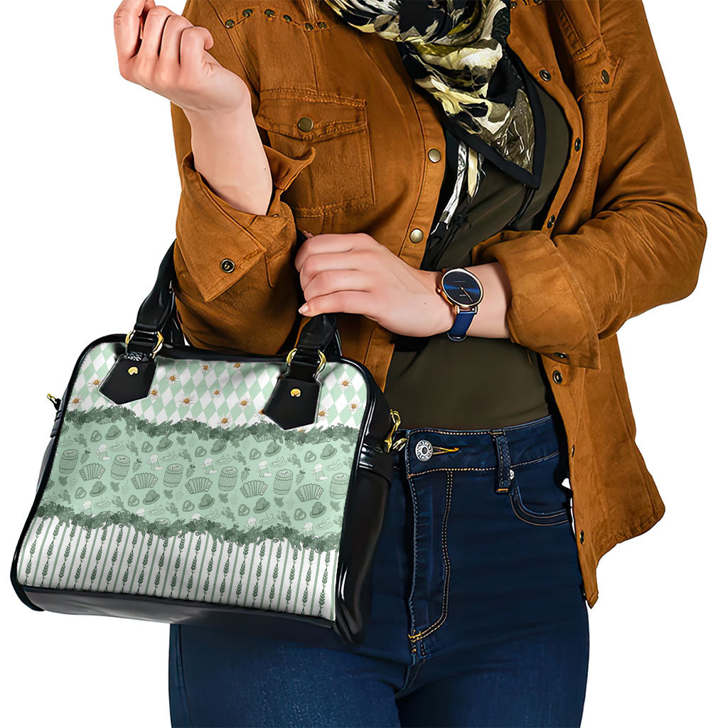 Oktoberfest Bavarian Heritage Shoulder Handbag Edelweiss Beer Festival Green Pattern
