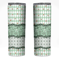 Oktoberfest Bavarian Heritage Skinny Tumbler Edelweiss Beer Festival Green Pattern
