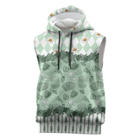 Oktoberfest Bavarian Heritage Sleeveless Hoodie Edelweiss Beer Festival Green Pattern