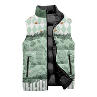 Oktoberfest Bavarian Heritage Sleeveless Puffer Jacket Edelweiss Beer Festival Green Pattern
