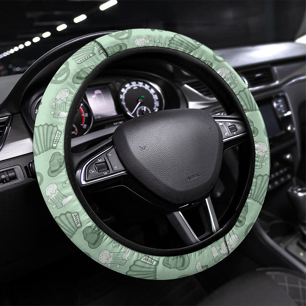 Oktoberfest Bavarian Heritage Steering Wheel Cover Edelweiss Beer Festival Green Pattern